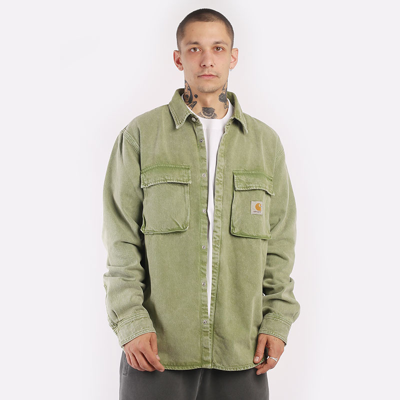 мужская зеленая рубашка Carhartt WIP Monterey Shirt Jac I031526-kiwi - цена, описание, фото 1
